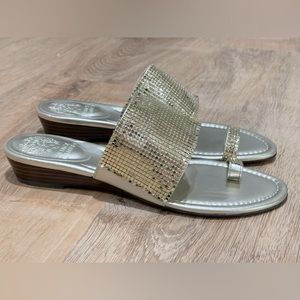 NEW Vince Camuto Itella Gold Metal Mesh Wedge Sandal Size 7.5
